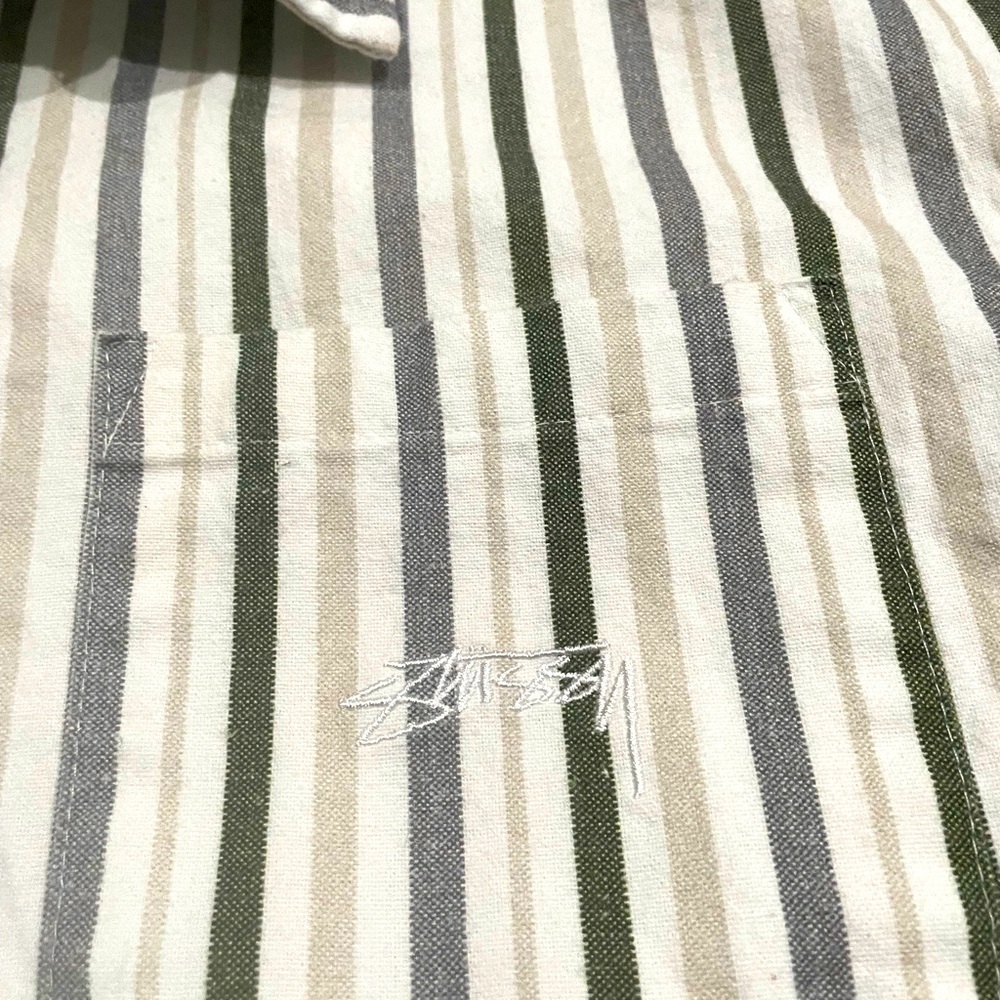 Stussy oversized striped button up 100% cotton mens small fits a XL - Picture 4 of 11